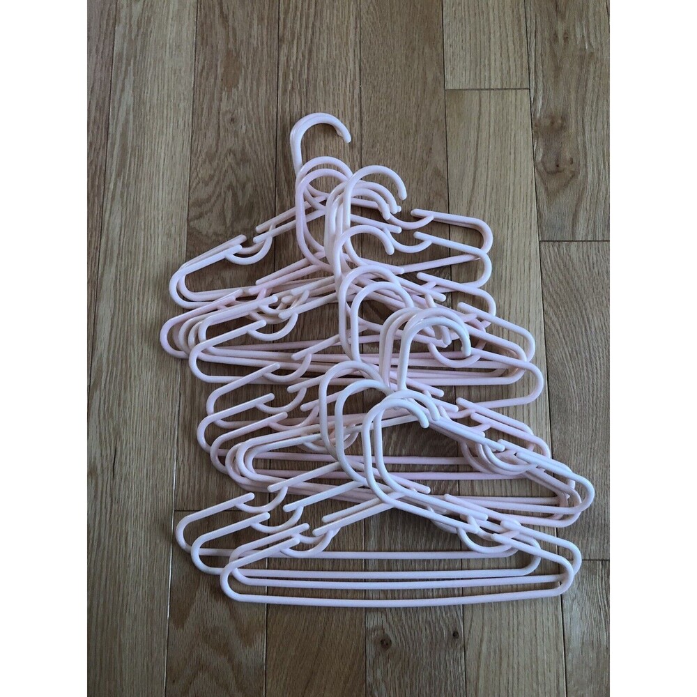 Plastic Tubular Pale Pink Youth Hangers Set of 20 @ 12 Inches Long 7 Inches Tall